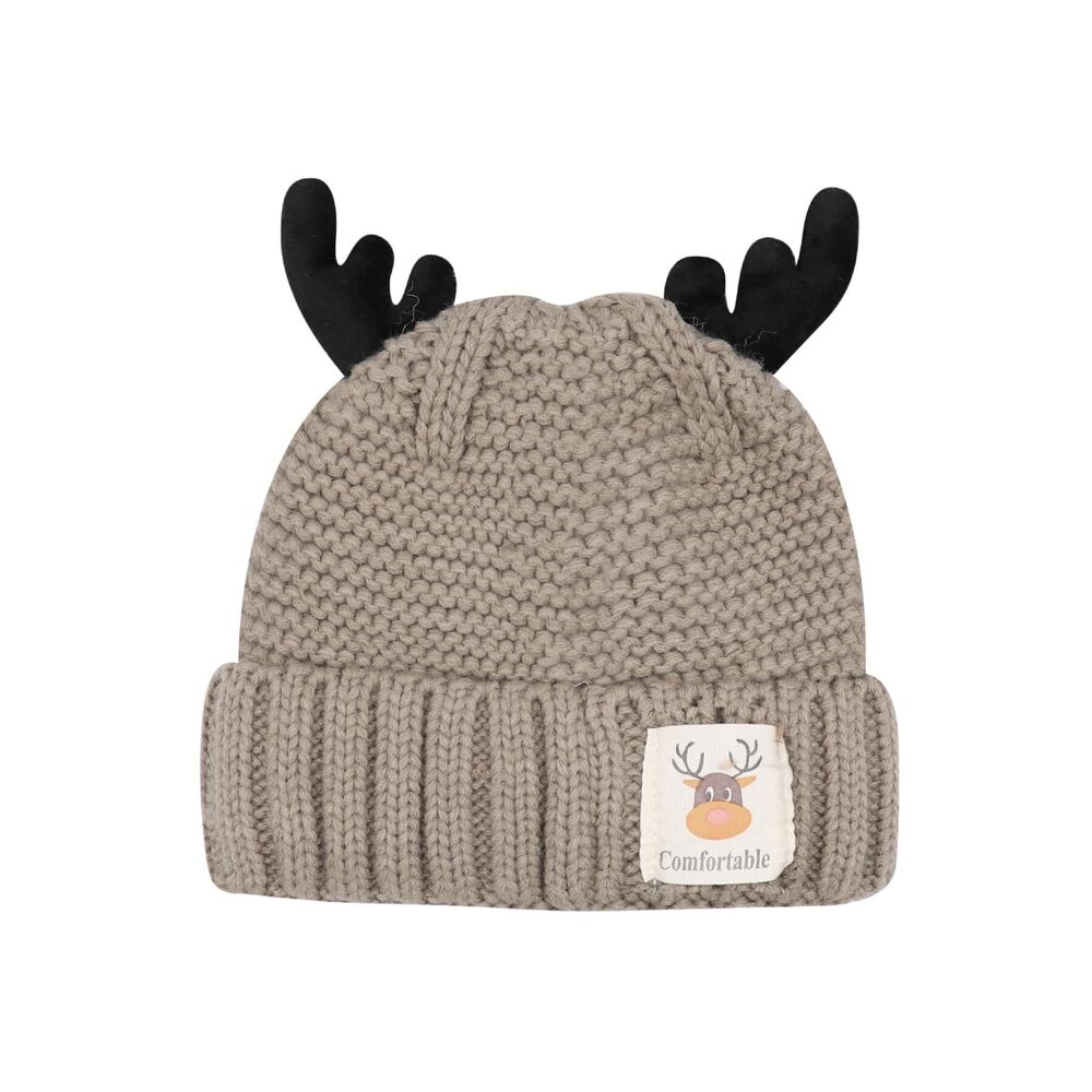 2632 Warm Hat Cute Reindeer Antlers Knitted Winter Hats Crochet Earflap